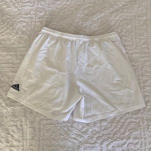 White Adidas running shorts
